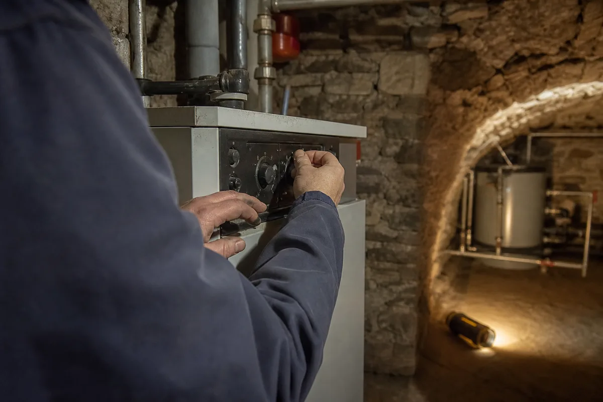 Entretien d&rsquo;une chaudière dans un immeuble ancien du centre de Mulhouse